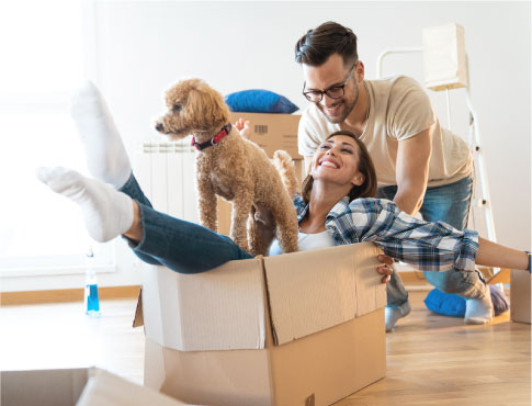 two people moving into new home